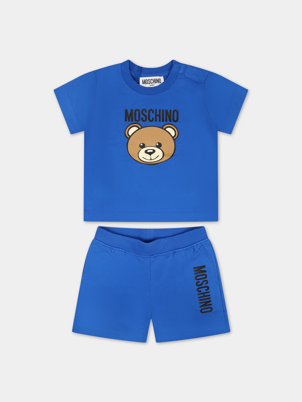 Blue set for baby boy with Teddy Bear and logo